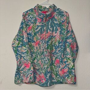 Lilly Pulitzer Vibrant Coral Reef Quarter Zip